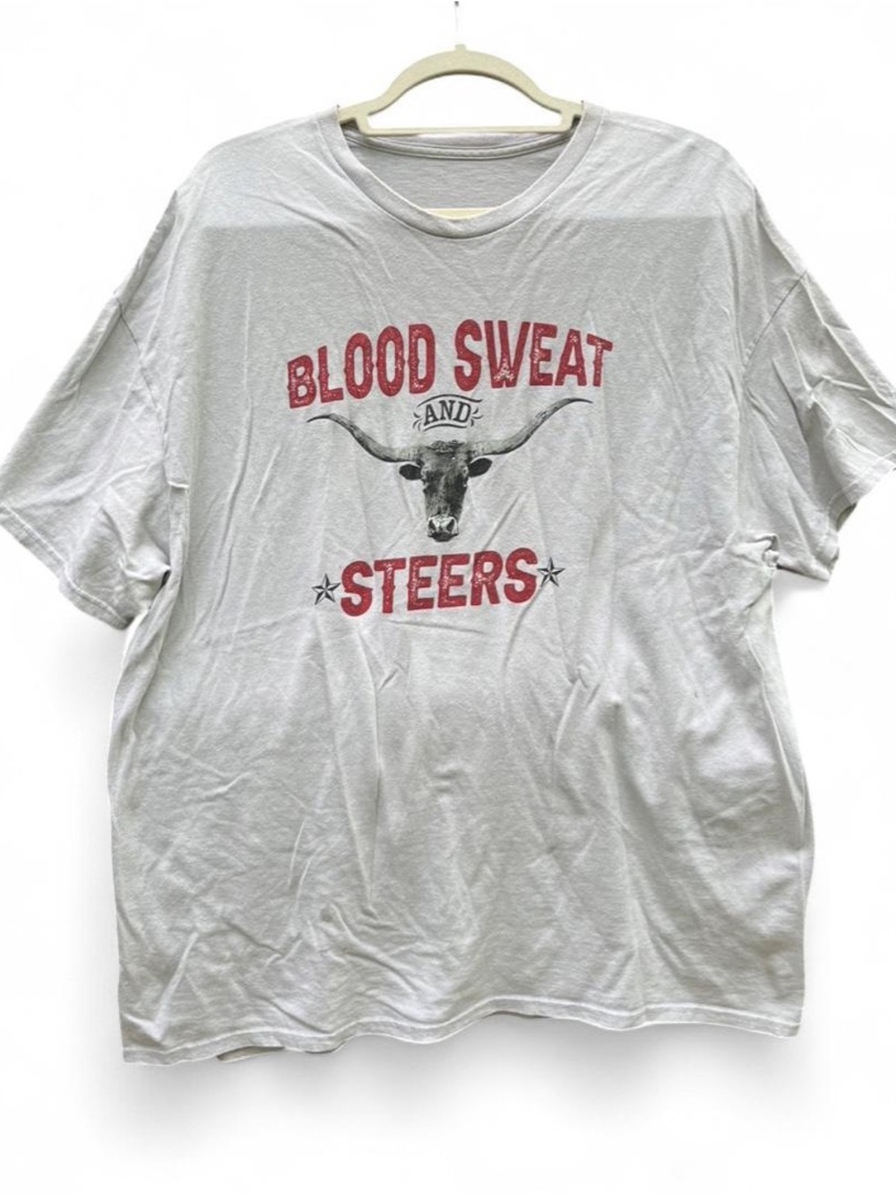Western White 'Blood Sweat and Steers' Graphic Tee Oversized XL